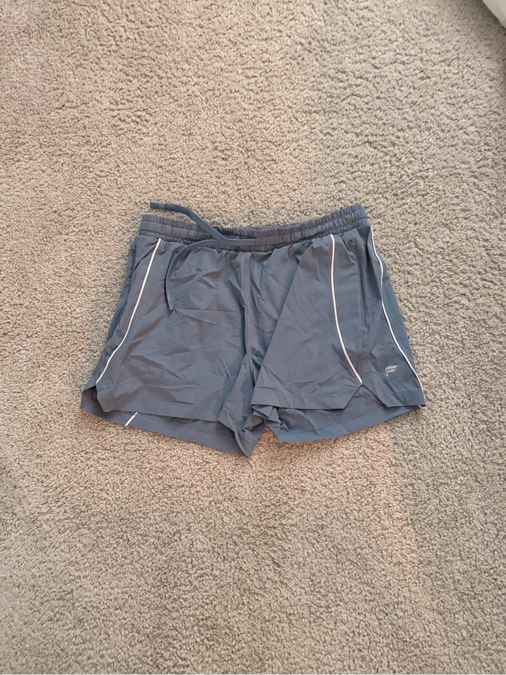 Fabletics Women's Athletic Shorts - Steel Blue with White Trim